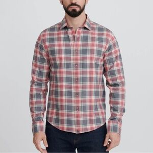 UNTUCKit Flannel Jadot Shirt, Red Tan & Brown Plaid